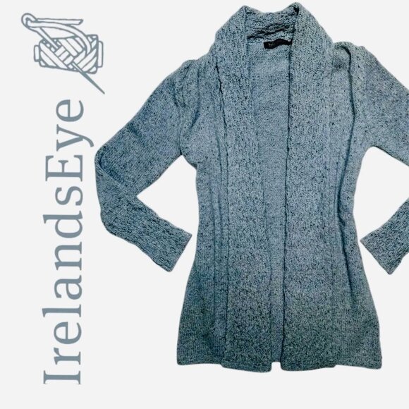 Irelands Eye Wool Cashmere open long knit Cardigan Sweater sz M EUC - Picture 1 of 8